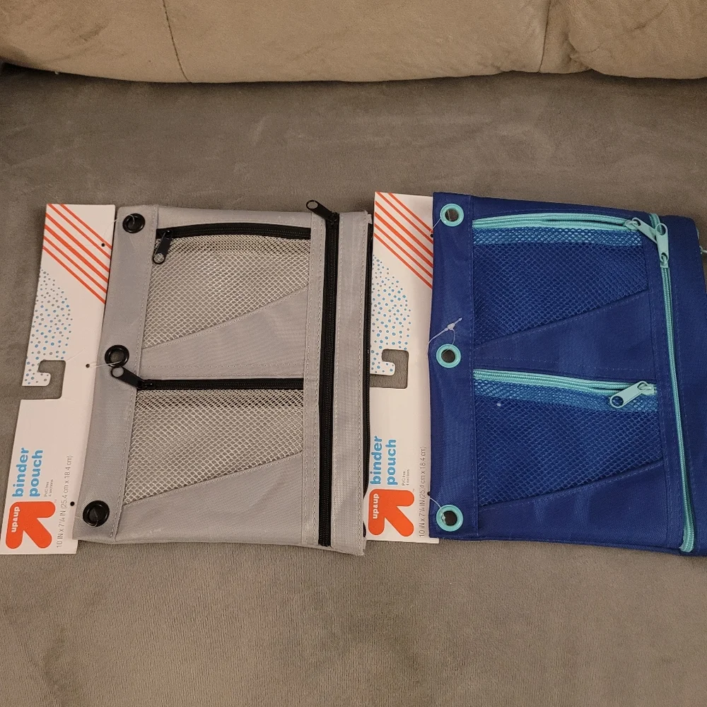 2 Set Up&up, Gray and Blue Binder Pouches